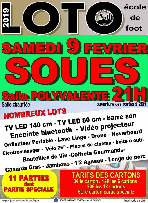LOTO organisé par l'ECOLE DE FOOT de SOUES