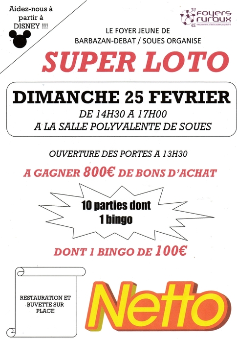 loto le dimanche 25 février 2018