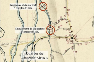 Emplacement de la papèterie et du martinet en 1817